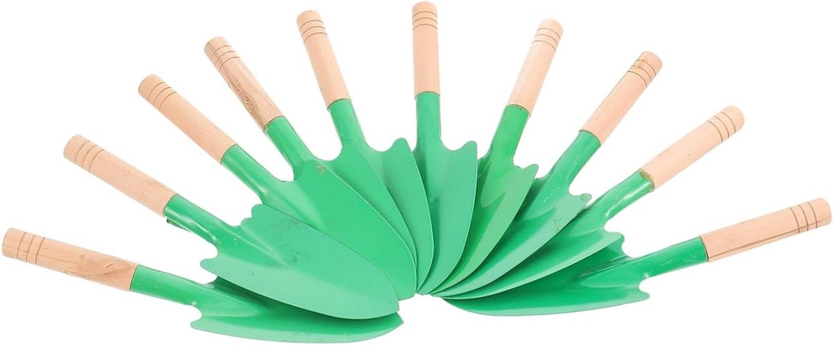 Tuinieren Schop Set - Kleine Plant Schep - Planten Verpotten - Ergonomisch Houten Handvat - 10 Stuks - Groen