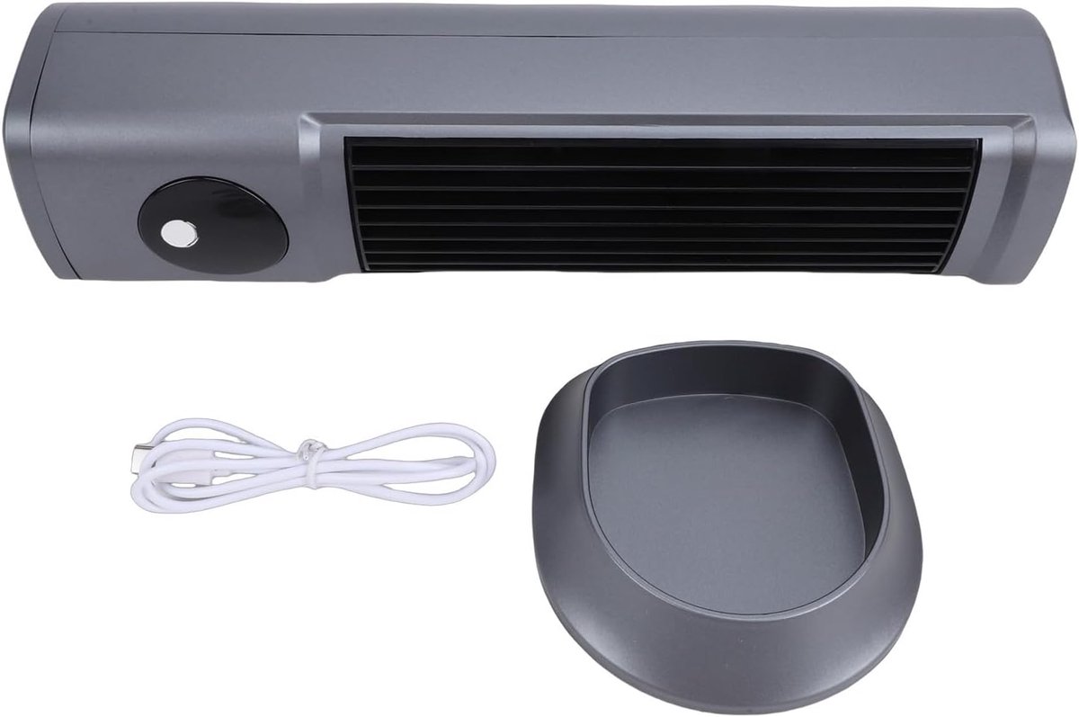 Torenventilator Bladloos - Staande Ventilator - Stille Koeling - USB C Oplaadbaar - 31.5 x 12 x 11 cm - Spacegrijs – foto 6