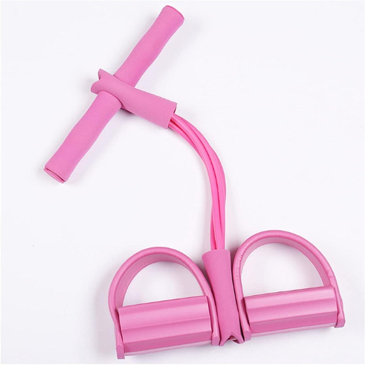 Fitness Pedaaltrekker - Weerstandsband Touw - Thuis Fitness - 4 Dikke Latex Touwen - 52x28cm - Roze