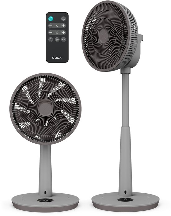 Duux Whisper 3 statiefventilator – fluisterstil, 26 snelheden, timer, nachtmodus, verstelbaar 73-95 cm, grijs
