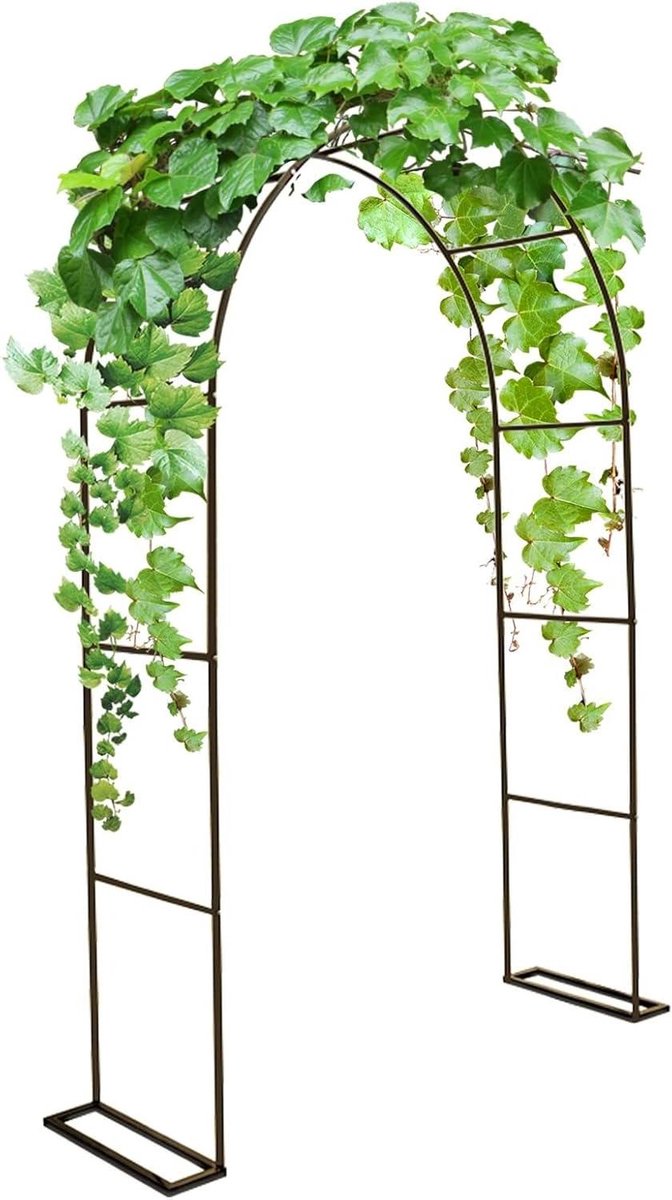 Metalen Tuinboog,Rozenboog Tuin Prieel,Metalen Pergola Prieel voor Tuin Diverse Klimplanten,Buiten Trouwboog 200cm Hoog x 80cm Breed tot 220cm Hoog x 350cm Breed(Bruin,L80xW40xH200cm)
