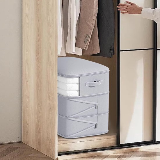 Dekbed Opbergzakken - Beddengoed Organizer - Ruimtebesparend Opbergen - Grote Capaciteit - 54x42x60cm - Grijs — afbeelding 2