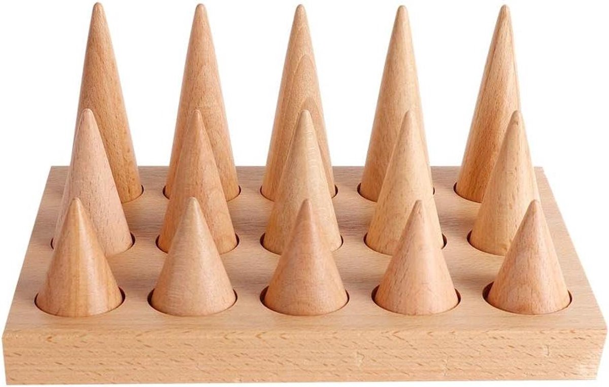 Ring Display Houder - Sieraden Organizer - Juwelen Presenteren - Houten Constructie - 15 Ringen - Natuurlijk Hout