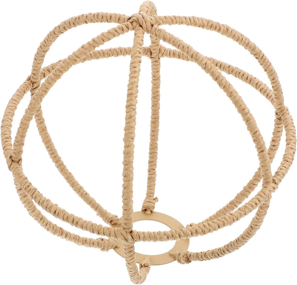 Geweven Lampenkap - Rotan Plafondlampenkap - Sfeer Creëren - Natuurlijk Papiertouw - 18x18x17.5CM - Kaki