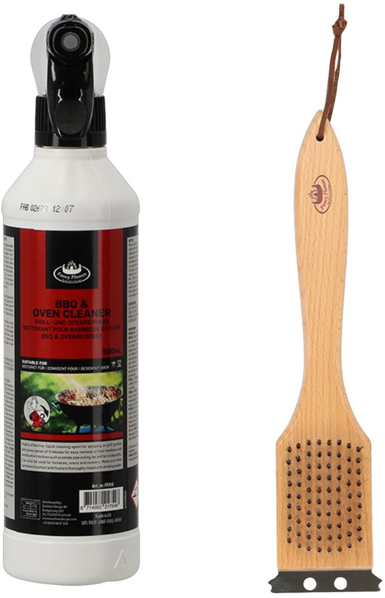BBQ reinigingsset - barbecue schoonmaakborstel - reiniging spray