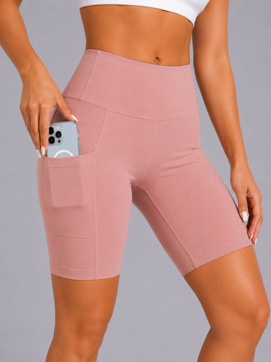 SparkNine Softflow korte sportbroek - met zakken - zachte stof - XXL - roze - dames short - half lang - fietsshort — afbeelding 4