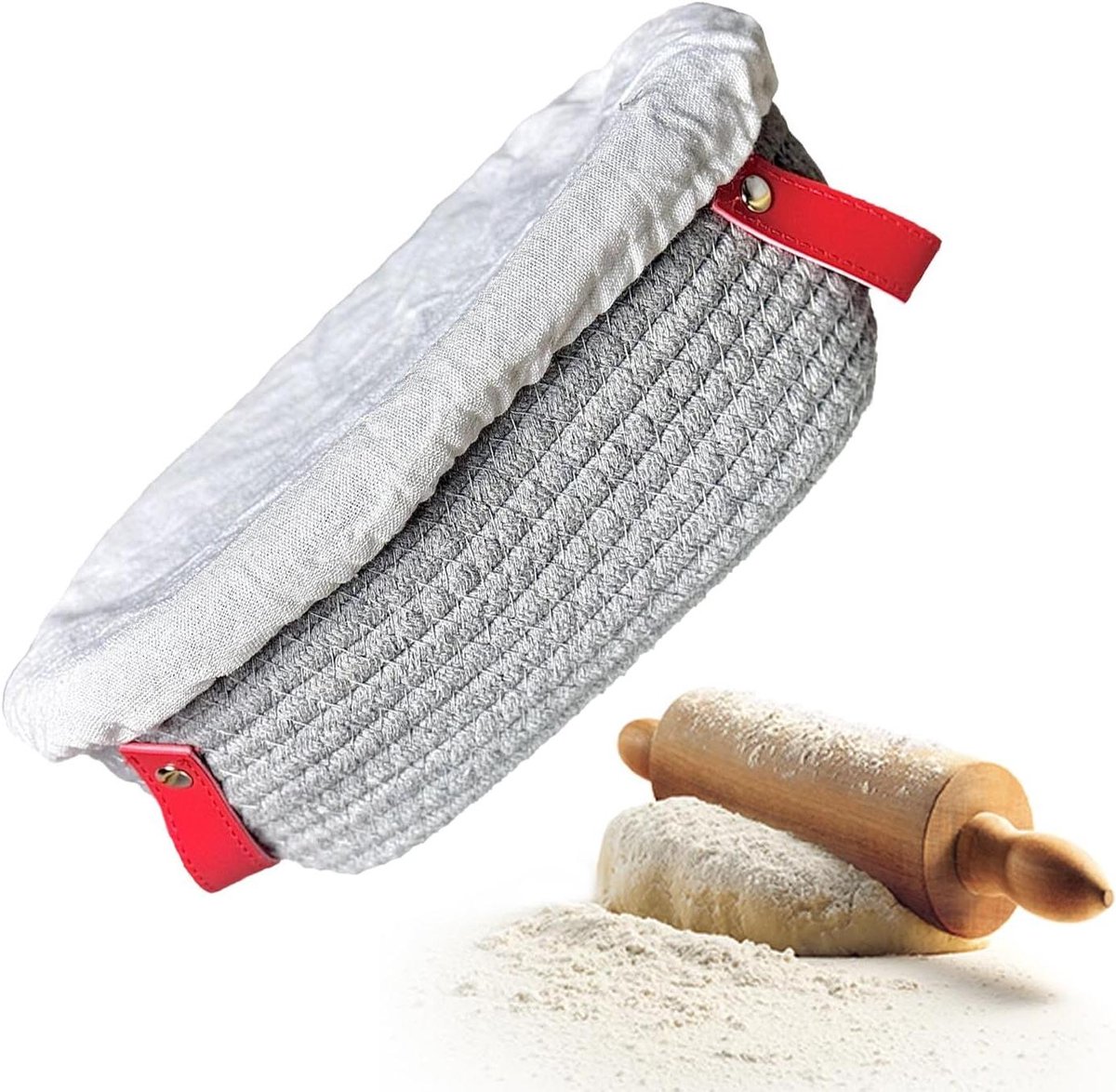 Rijsmand Kom - Deeg Mand - Brood Bakken - Katoenen Touw Vlechtwerk - 15x10x10 cm - Niet gespecificeerd