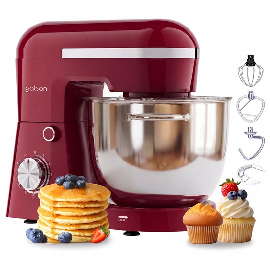 Gatson 1500W Keukenmachine - 10 Snelheden - 5L Mengkom - Dubbele Handvat - Keukenrobot - Keukenmixer - Foodprocessor - 1500W
