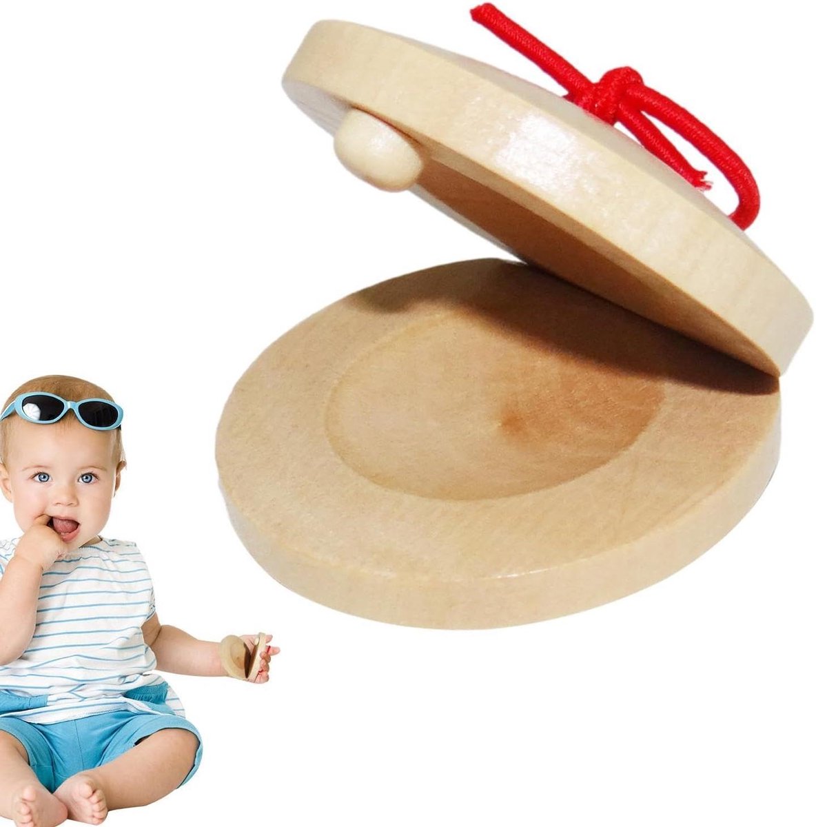 Houten Castagnetten - Vinger Percussie - Muziek Leren - Traditioneel Slaginstrument - 5.5 cm - Meerkleurig