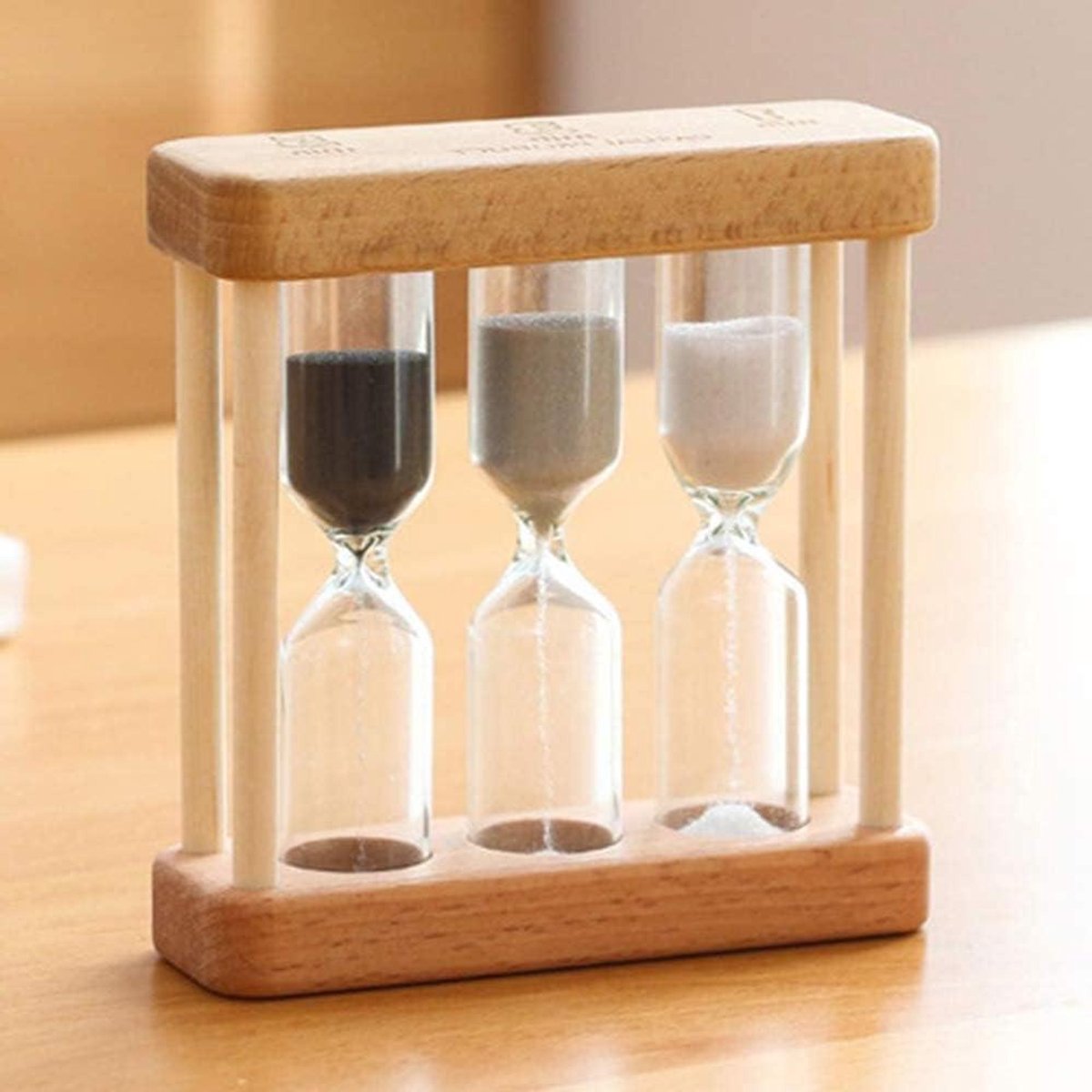 Zandloper Timer - Keuken Timer - Tijd Meten - Houten Frame - 3 Minuten - Natuurlijk Hout