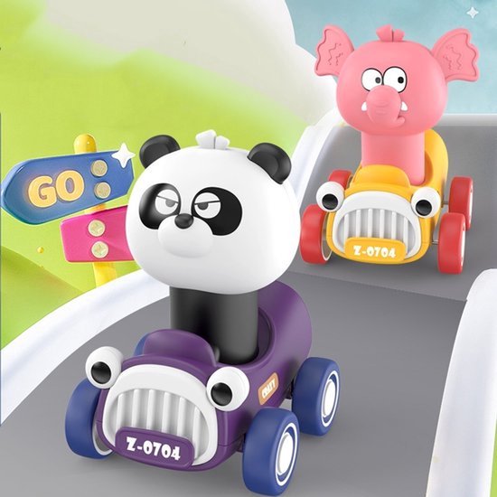 Montessori Auto Speelgoed, Mini Dier Speelgoed Auto 'S, Educatieve Pull-Back Auto Speelgoed, Geschikt Voor 1-Jarige Baby' S, Racing Model Speelgoed, Geschikt Voor 2-4-Jarige Kinderen, Mini Dier Auto ' S, Kinderspel Speelgoed — afbeelding 4
