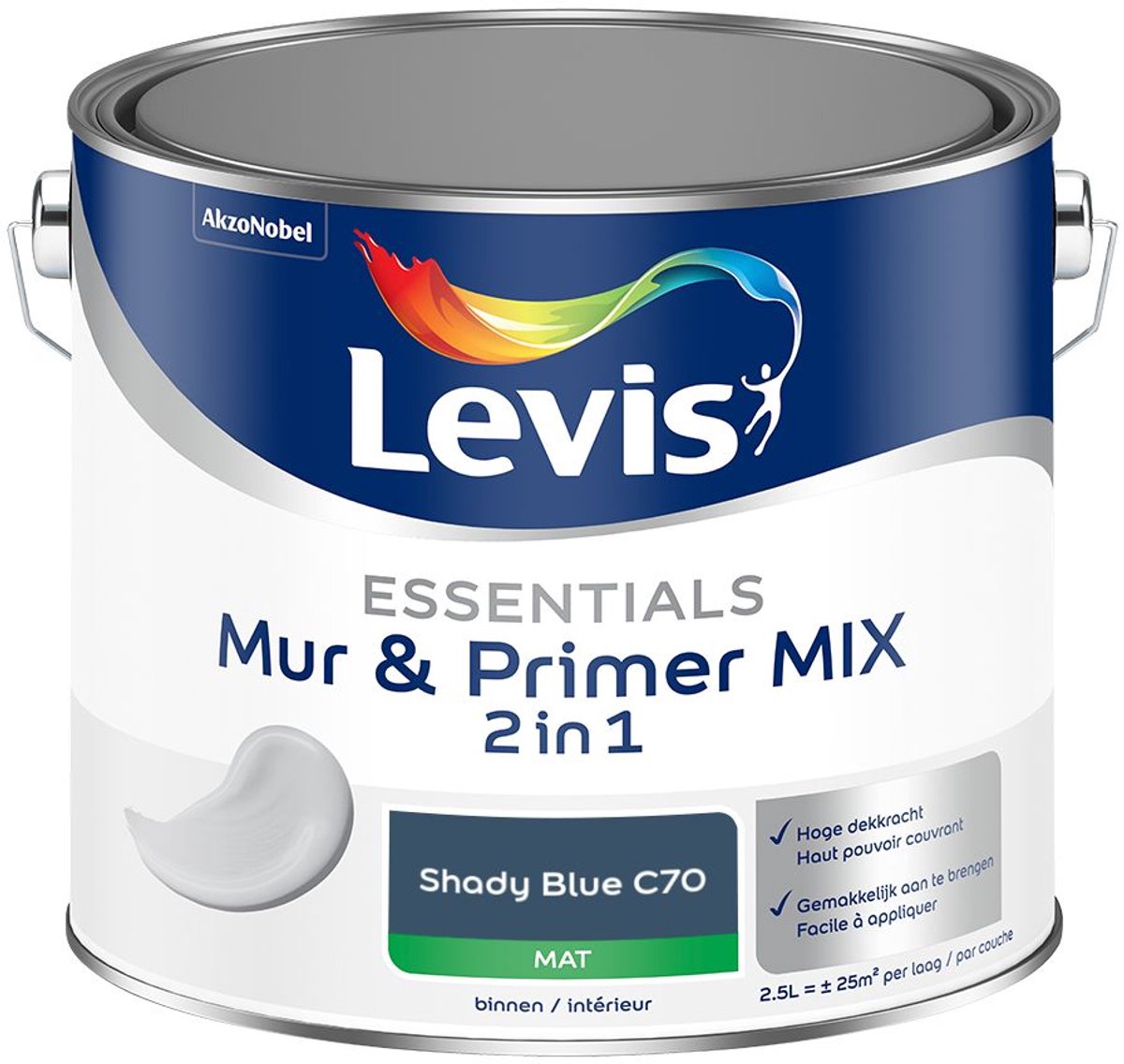 Levis - Essentials Mur & Primer Mix - Shady Blue C70 - Mengverf - 2,5 L