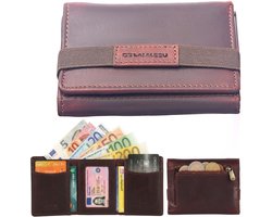 DE LAMASSU® (Tobias) Slim Portemonnee Heren – RFID Bescherming – Echt Leer – 10 Kaarten – Compact 8x10 cm – Met Ritsvak en Elastische Sluiting