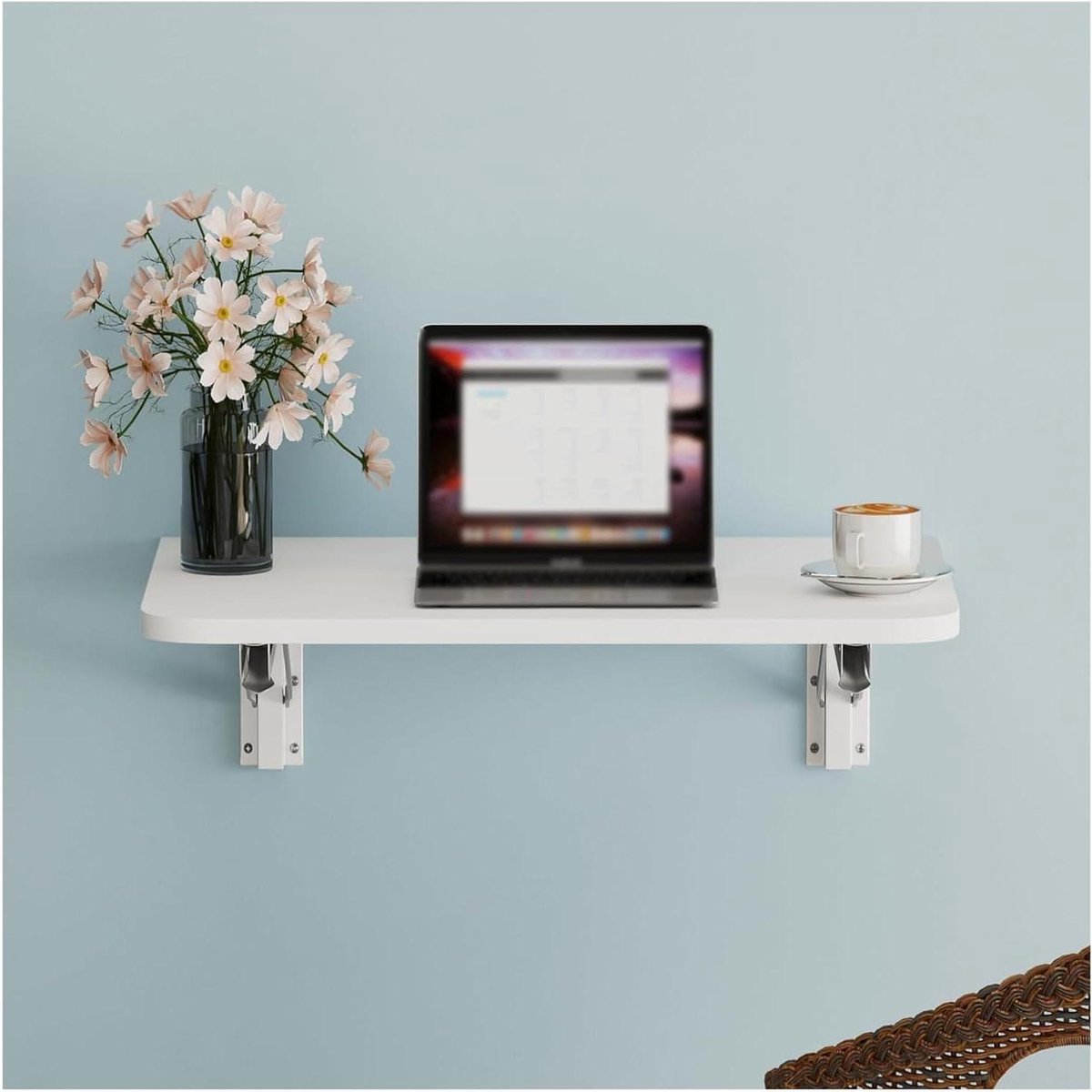 Opvouwbare Werktafel - Klaptafel Wandmontage - Ruimte Besparen - Sterke Draagkracht - 50 x 20 cm - Wit