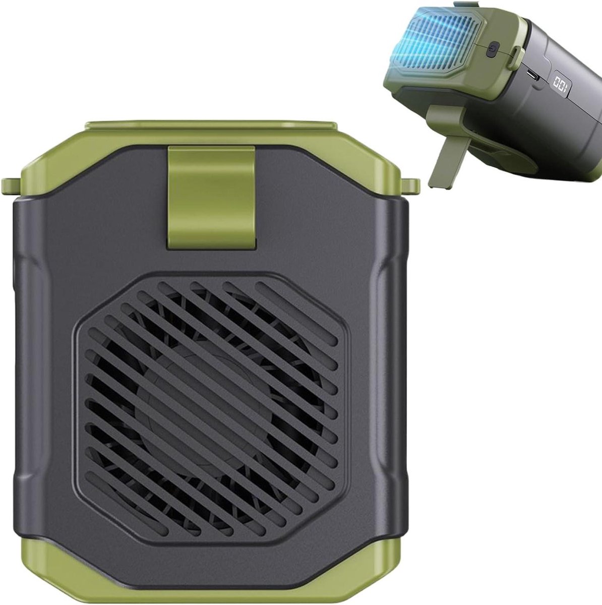 Taille Clip Fan - Draagbare Koeler - Outdoor Activiteiten - Geïntegreerde Zaklamp - 7x11x7 cm - Groen