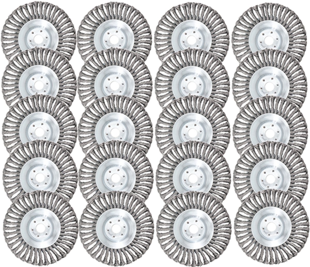 Kibani universele onkruidborstel - 15 cm - per 20 - inclusief vulring - staal - onkruidverwijderaar – bosmaaier - tuingereedschap