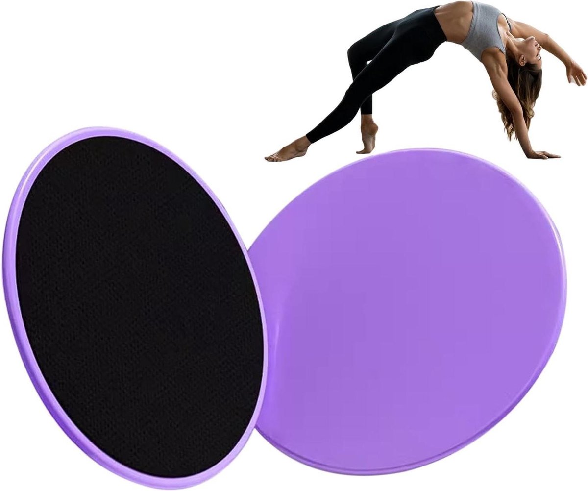 Glijschijven Set - Fitness Schijven - Core Training - Duurzaam ABS Materiaal - Diameter 17.5 cm - Paars