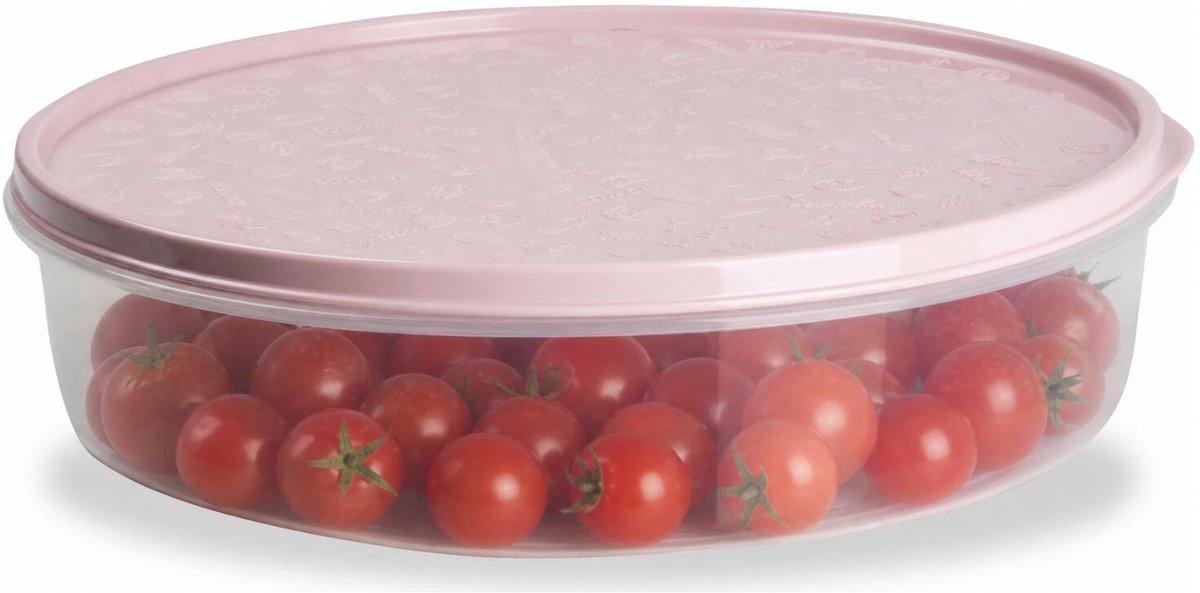 Plasticforte vershoudbakje rond - 1x stuks - 2 liter - herbruikbaar - transparant/roze - kunststof- magnetron - vriezer
