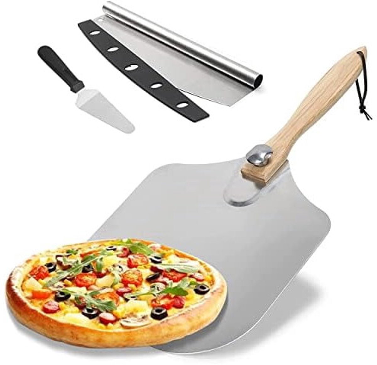 30 x 35 cm aluminium pizzaschep met inklapbare steel