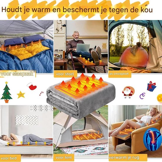 Verwarmde Slaapzak - Warmte Decken - Buiten Kamperen - Zes Zone Verwarming - 198x62 cm - Grijs — afbeelding 2