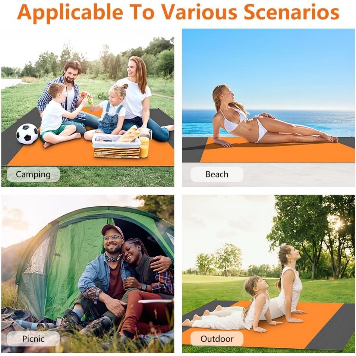 Outdoor Reisdeken — Zandbestendige Strandmat — Waterdicht & Opvouwbaar — Lichtgewicht & Draagbaar — Picknickmat — Grondzeil – Ideaal voor Strand, Kamperen, Reizen en Wandelen — 140*200cm — cadeau in Sport & Outdoor - foto 6