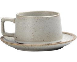 Cappuccinokopje Huishoudelijke witte koffiekopje havermelk ontbijt restaurant keramische commerciële mok met schotel Koffiemok