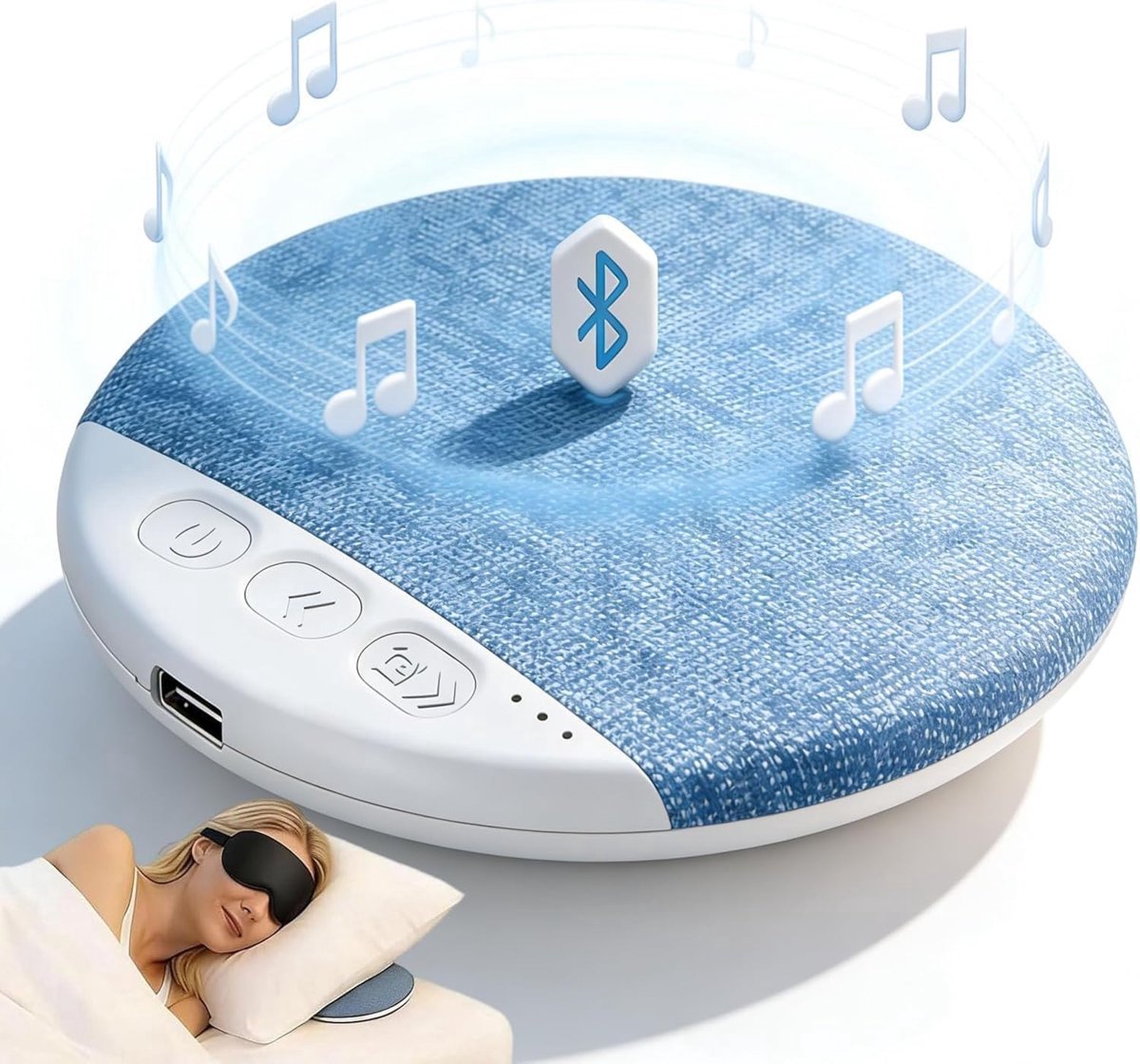 Nieuw model Bluetooth-kussenspeaker 2026 – Bluetooth-speaker voor onder het kussen met witte ruis – Microfiber Bluetooth 5.4-bedspeaker – Geschikt voor zijslapers – Beengeleidingstechnologie (blauw*1)