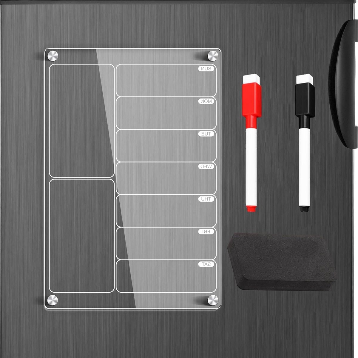 Transparante Acryl Kalender voor de Koelkast, Herbruikbaar Magnetisch Borden, Weekplanner en Maaltijdlijst 20 x 30 cm