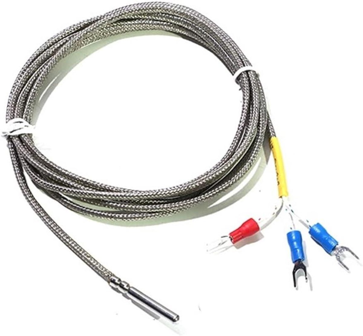 Temperatuursensor sonde - Thermistor weerstand - Temperatuur meten - Waterdicht ontwerp - 4x30mm 2 meter - Metaal