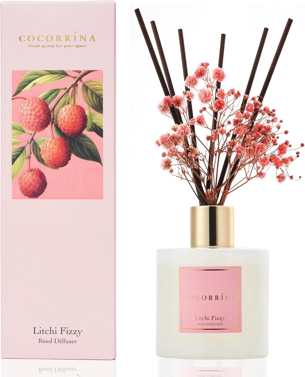 Litchi bruisend Geurstokjes - 200ml - 8 Geurstokjes - 90 Dagen Langdurige Geurverspreiding - Geschikt voor iedere ruimte
