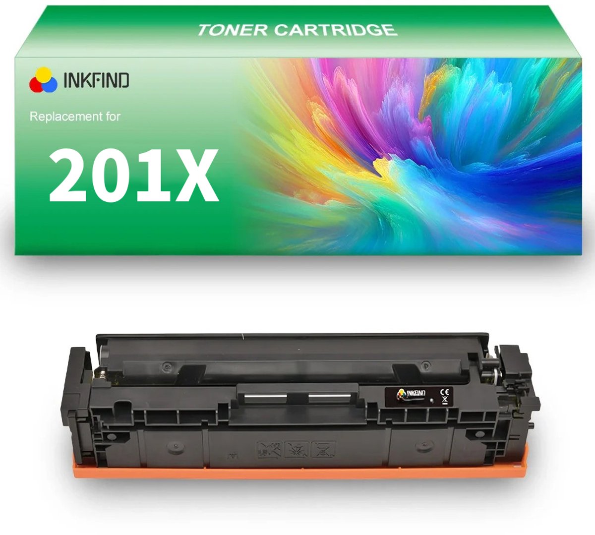 INKFIND 201XU (CF400X) Zwart tonercartridge compatibel met HP 201X (CF400X) Zwart en Canon Cartridge 045H Zwart - 1-pack Zwart