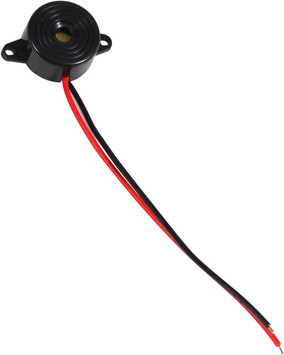 Elektronische Zoemer - Alarm Geluid - Waarschuwingssignaal - Luid Continu Geluid - 100 Mm Kabel - Zwart