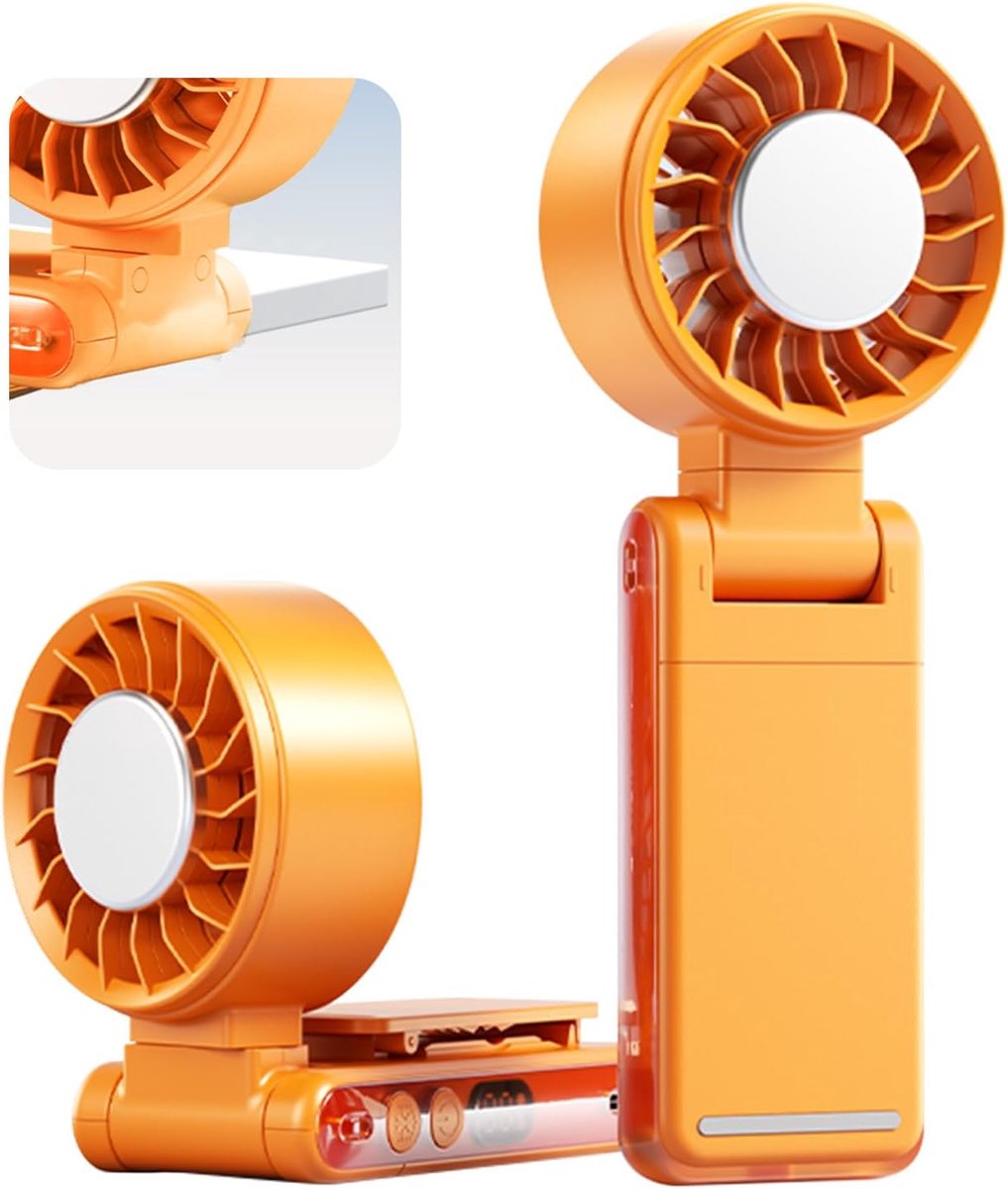 Draagbare clipventilator met actieve koeltechnologie – 3000mAh batterij, 5 ventilatorsnelheden, 360° rotatie, LED-display, Type-C snelladen.