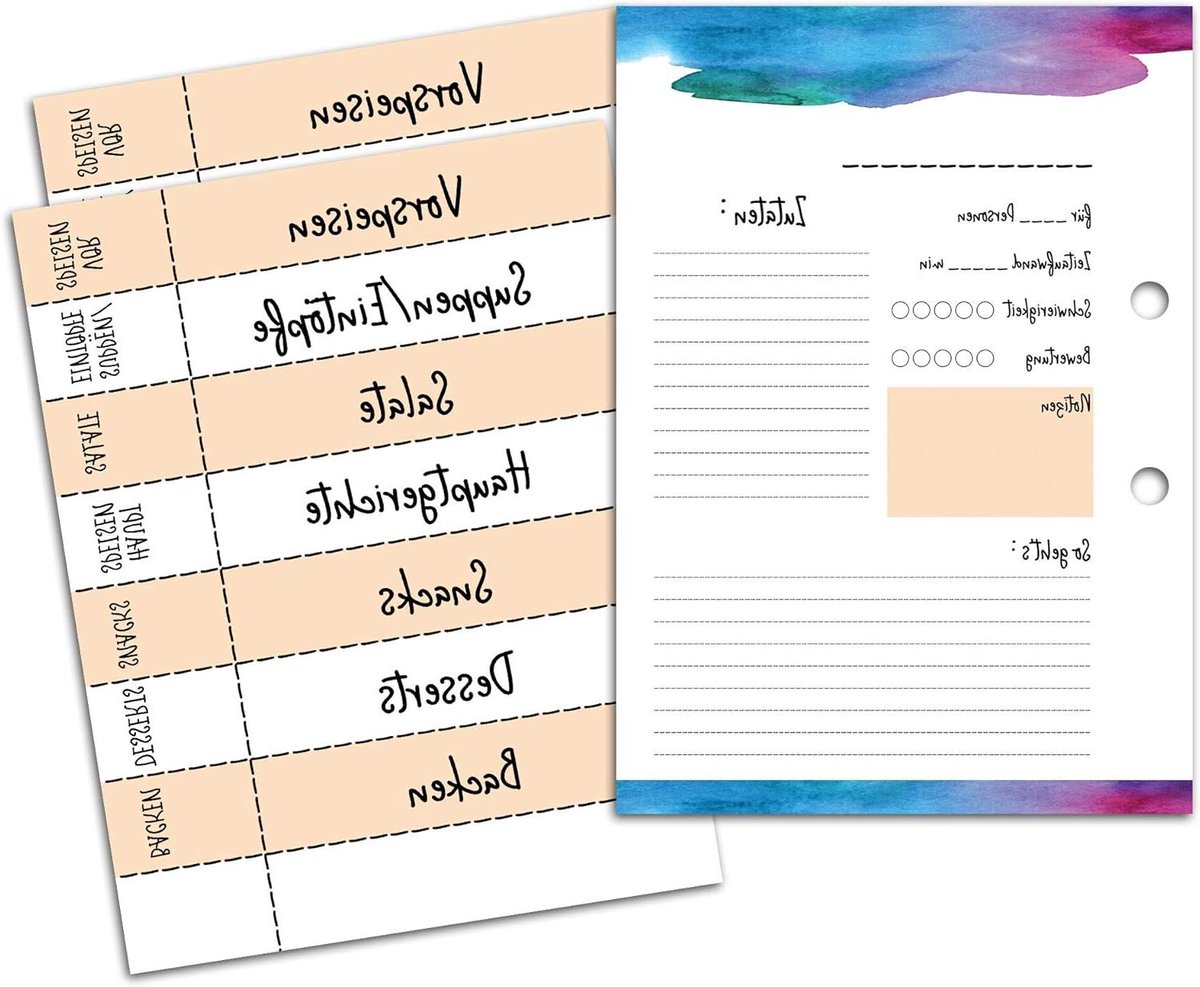 Receptkaarten Set - Kookboek Vellen - Eigen Kookboek - Met Tabbladen - A5 30 Stuks - Wit