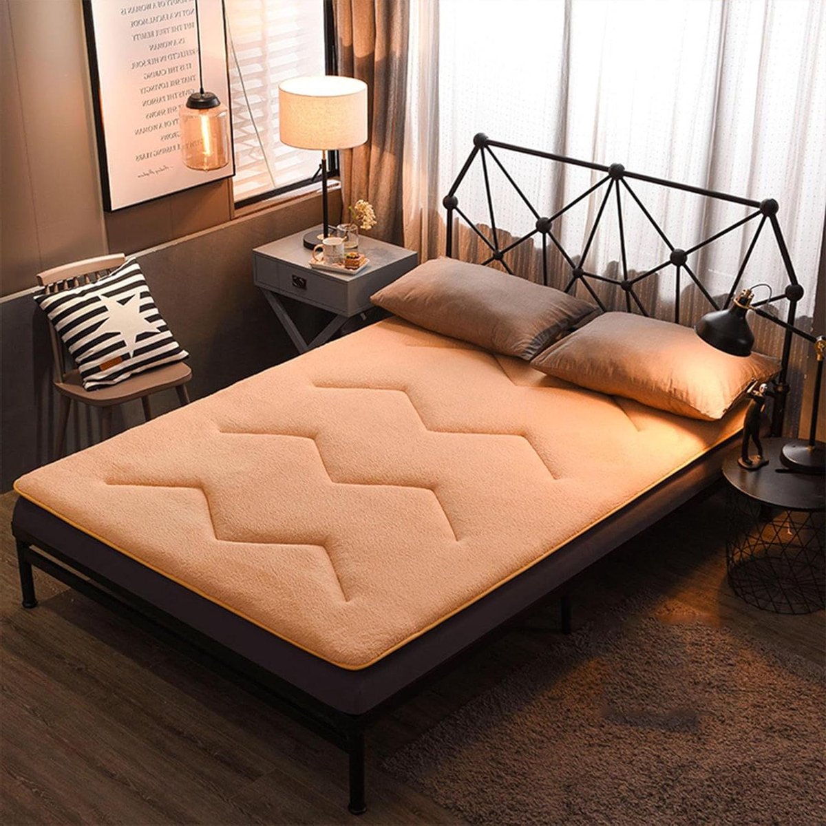 Japanse vloermatras - Dorm matras - Comfortabel slapen - Huidvriendelijke stof - 100x200cm - Oranje