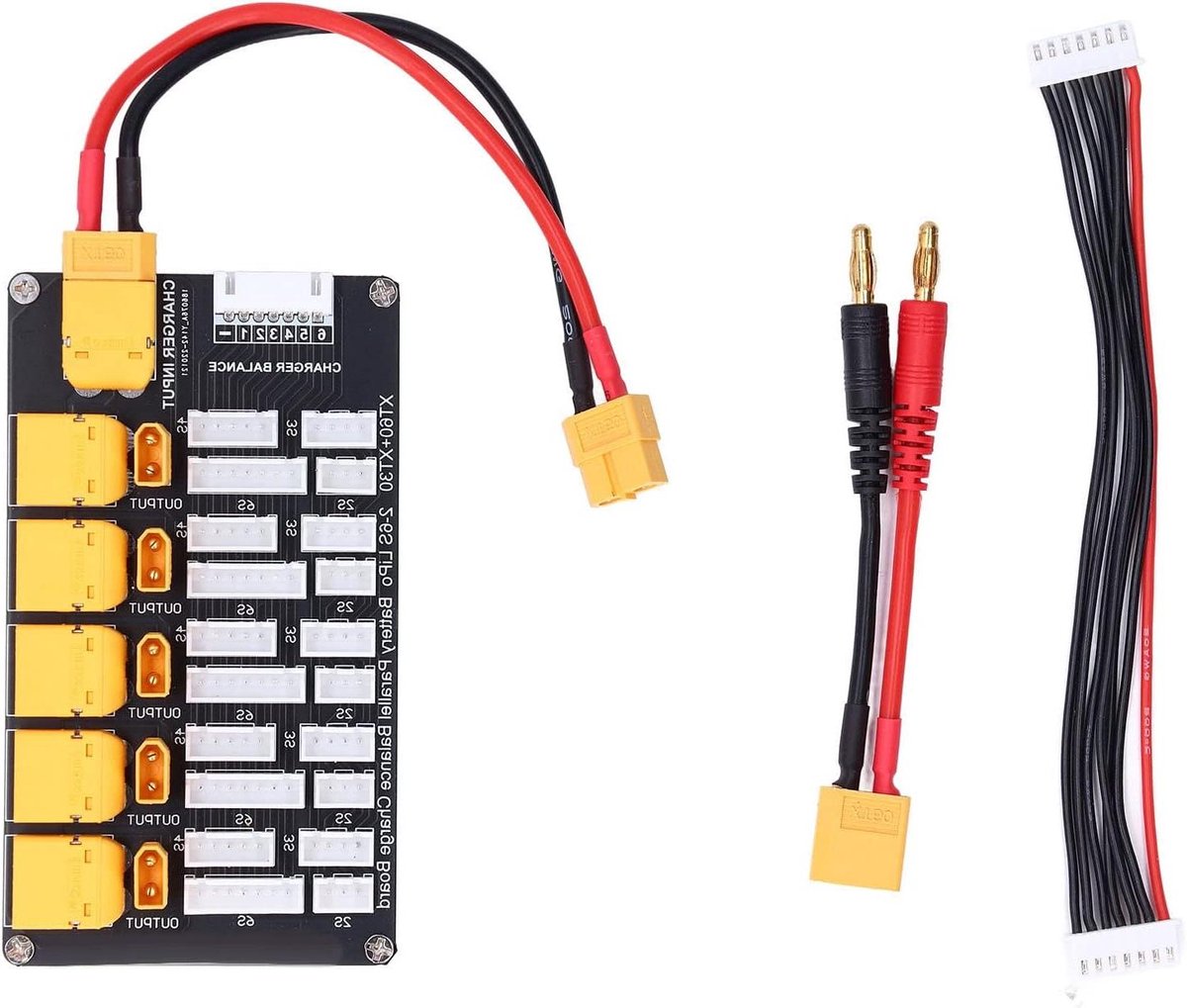 Batterij Oplaadbord - Parallel Laden - Drone Hobby - Meerdere Batterijen - 2-6S - Zwart