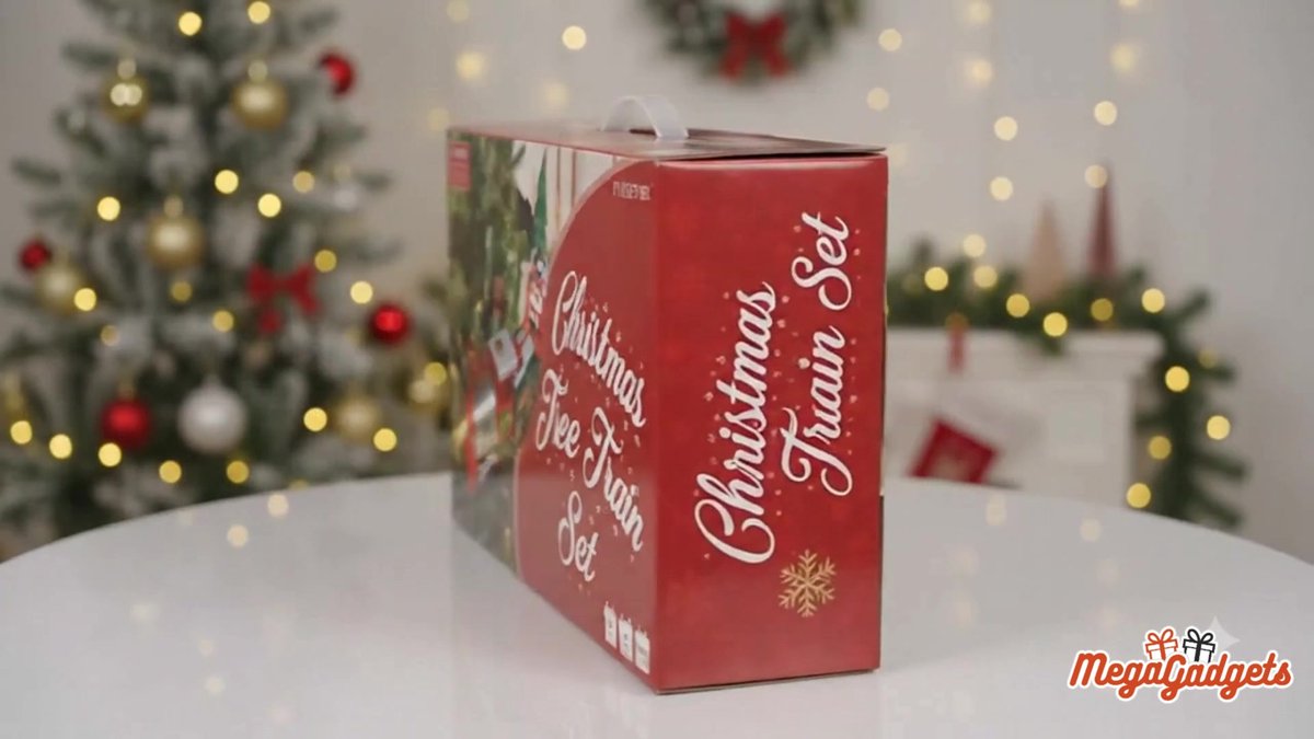 TERRAMUS Train De Noël Suspendu Avec Lumière, Son Et Fumée – Circuit 35 Pouces – Décoration De Sapin – Cadeau Enfant 3-8 Ans