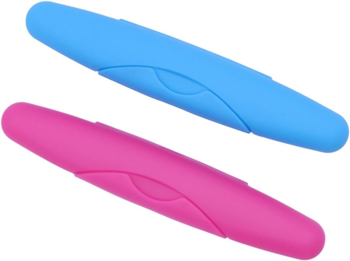 Set van 4 Reis Tandenborstels met Bescherming, Draagbare Tandenborstelhouder en Lock, Ideaal voor Vakantie en Thuisgebruik, Rood