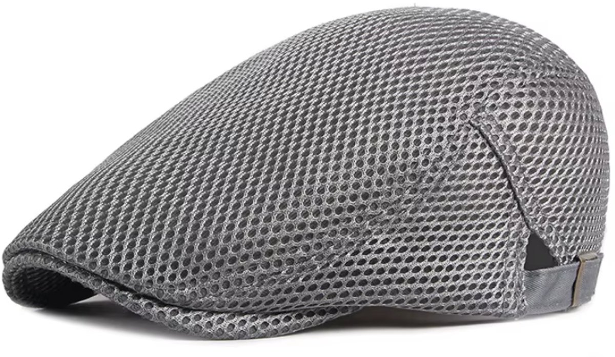 Flatcap Mesh – Ultralicht – Lucht doorlatend - Verstelbaar met Gespsluiting - Licht Grijs – Onesize