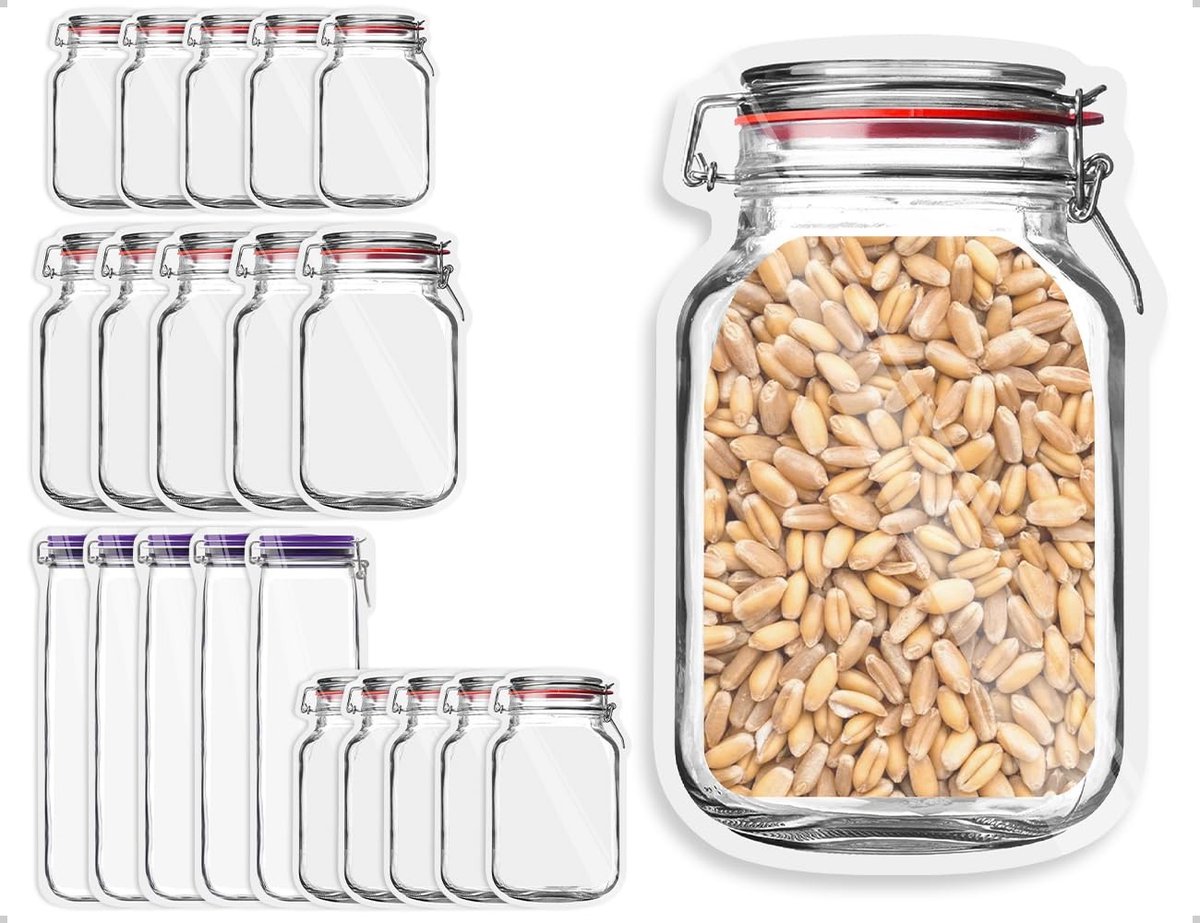 Cosensi - Dailygoody - Herbruikbare opbergzakken - 20 stuks - Transparant ontwerp - Ideaal voor levensmiddelen - Snacks, vlees, groenten en meer