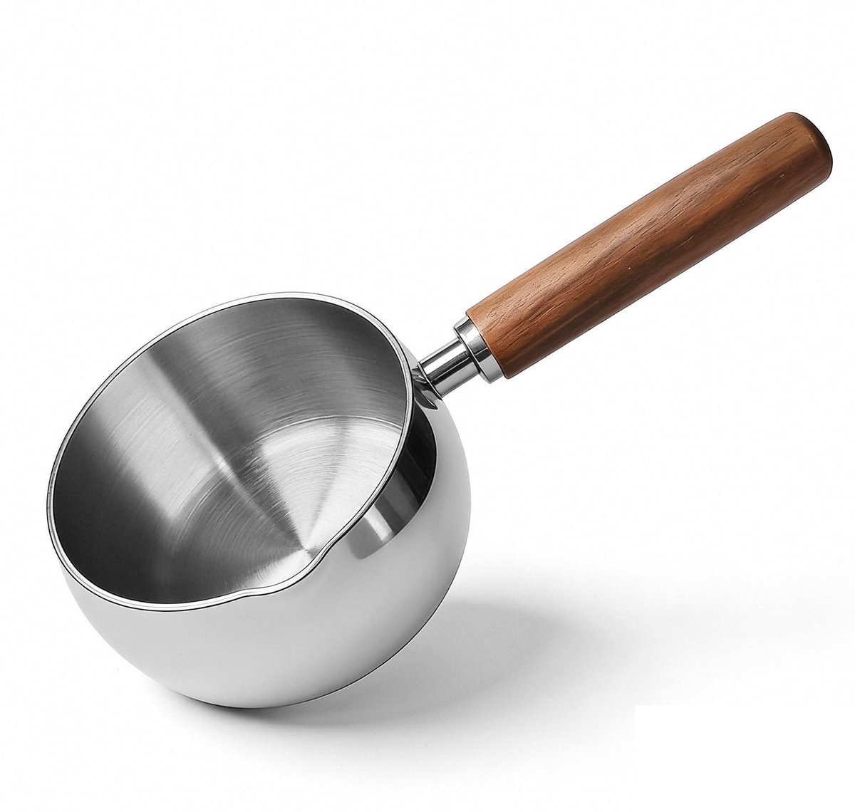 Cosensi - Dailygoods - Roestvrijstalen Melkkookpan met Houten Handvat 500ml