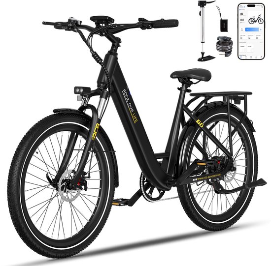 RCB G6 Elektrische Fiets dames - 27.5 Inch - 250W - 36V 13Ah -7 versnellingen- met App en NFC - Zwart