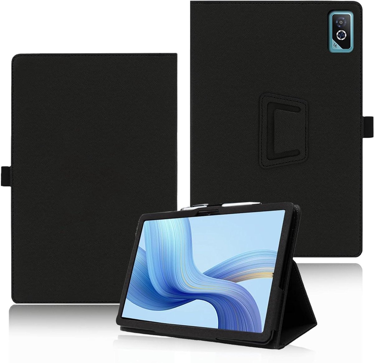 Tablet Hoes - Beschermhoes PU-leer - Tabletbescherming Onderweg - Geïntegreerde polsband - 12 inch - Zwart