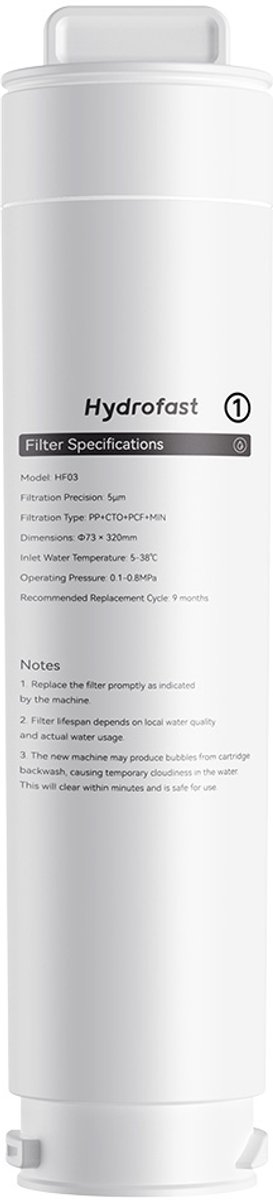 Hydrofast HF03 4-in-1 Filterpatroon Vervangingsfilter voor W100 Waterzuiveraar