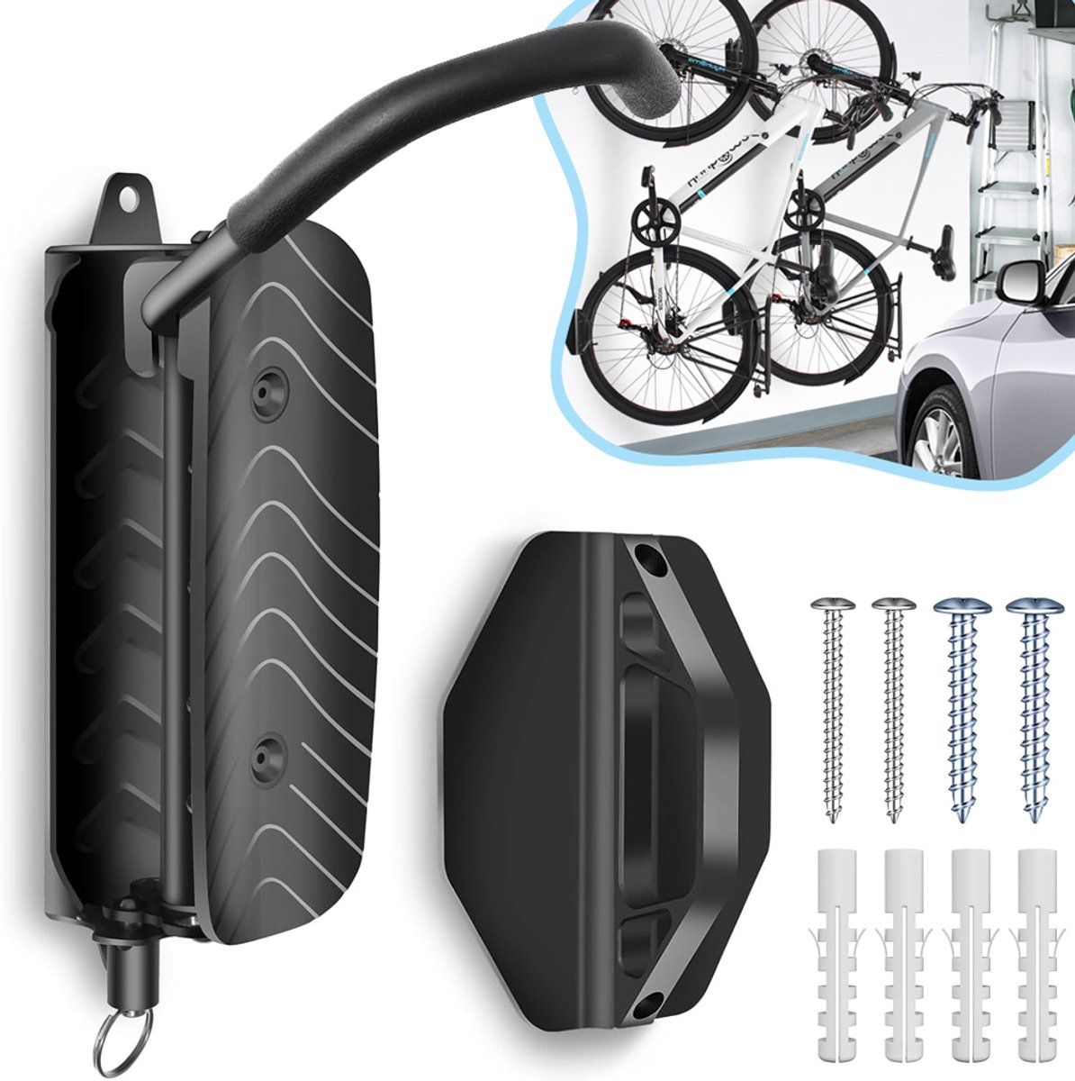 Draaibare Fietsmuurbeugel - Fietsenrekken Voor In De Garage - Fietsenrek Voor Wandmontage - 30 Kg Verticale Fietsendrager Voor Aan De Muur