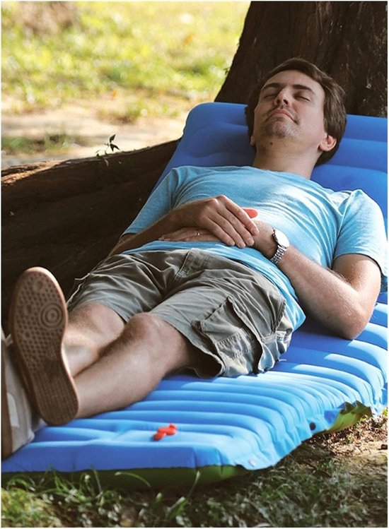 Opvouwbare Luchtmatras - Kampeerbed Slaapmat - Outdoor Ontspanning - Zelfopblaasbaar Voetpedaal - 190 x 70 cm - Blauwgroen — afbeelding 5