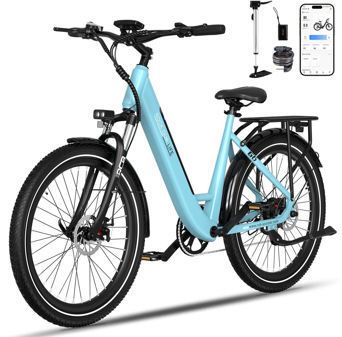 Bol.com RCB G6 Elektrische Fiets - 27.5 Inch - 250W - 36V 13Ah -7 versnellingen- met App en NFC | blauw aanbieding