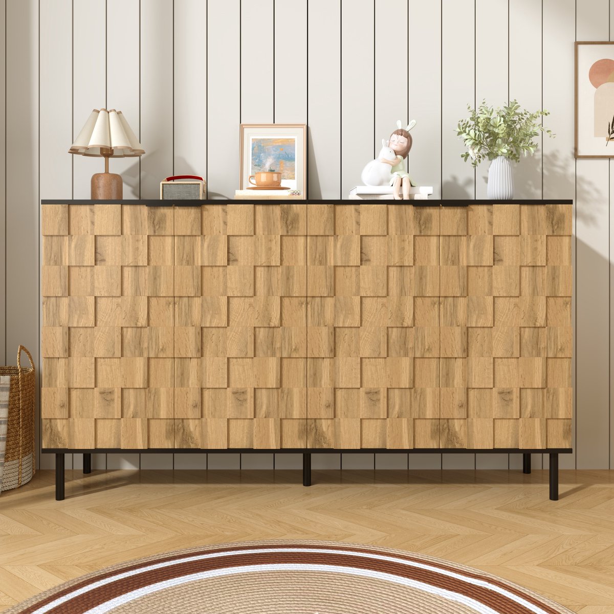 VVBV Dressoir met Voor Woonkamer, Voor Hal/Entree - Opbergruimte - Hout/Metaal
