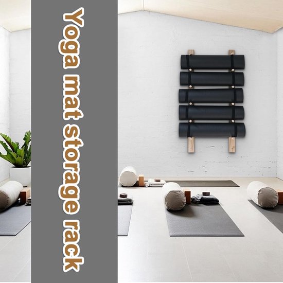 Yogamathouder Wandmontage - Opbergrek Gym - Thuis Gym Opslag - Stijlvol Ruimtebesparend - 9 Lagen 156 cm - Houtkleurig — afbeelding 2
