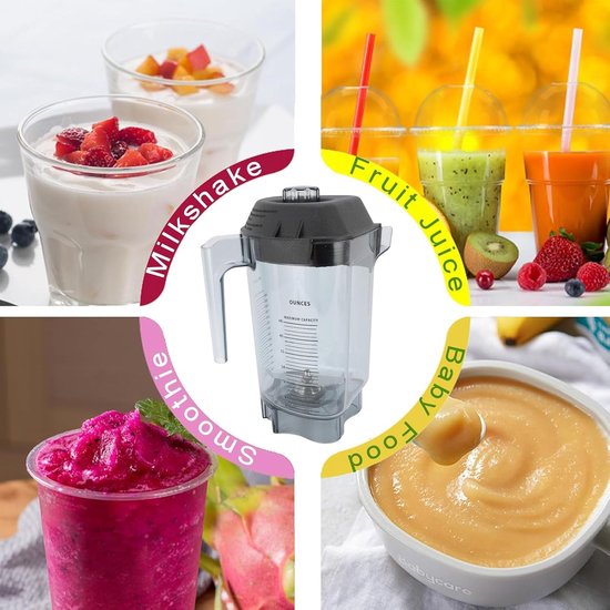 Vervangende Blenderkan - Mixer Container - Gladde Smoothies Maken - Food-grade Materialen - 48 Oz Capaciteit - Transparant van Merkloos — afbeelding 2